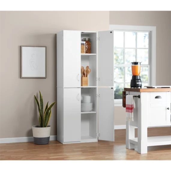 Mainstays 72" 4-Door Cabinet, White - Image 2