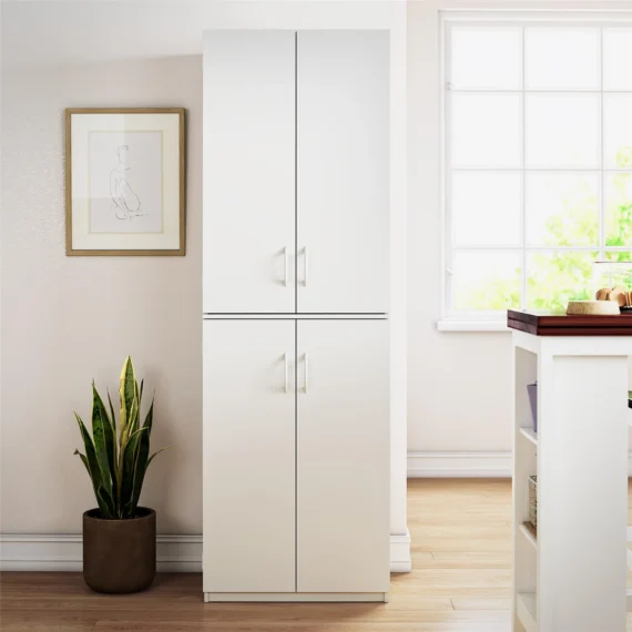 Mainstays 72" 4-Door Cabinet, White - Image 4