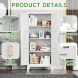 Pantry Cabinet,Kitchen Pantry Storage Cabinet with Doors and Adjustable Shelves,White Metal Kitchen Pantry Cabinet,Food Pantry Cabinet for Kitchen,Dinning Room- Assembly Required/White - Image 4