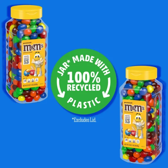 M&M’s Peanut Milk Chocolate Resealable Bulk Candy Jar - 23 oz - Image 3