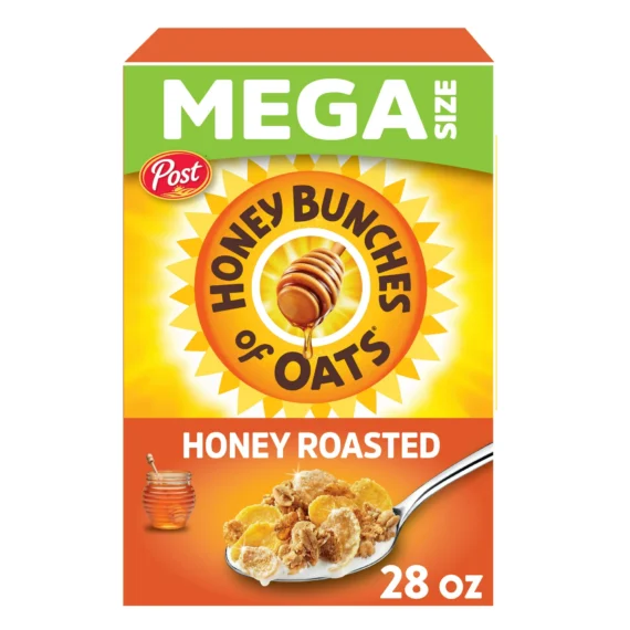 Honey Bunches of Oats Honey Roasted, Heart Healthy, Low Fat, Whole Grain Cereal, Crunchy 28 oz Box