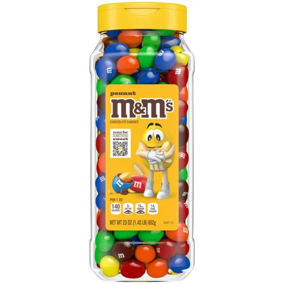M&M’s Peanut Milk Chocolate Resealable Bulk Candy Jar - 23 oz