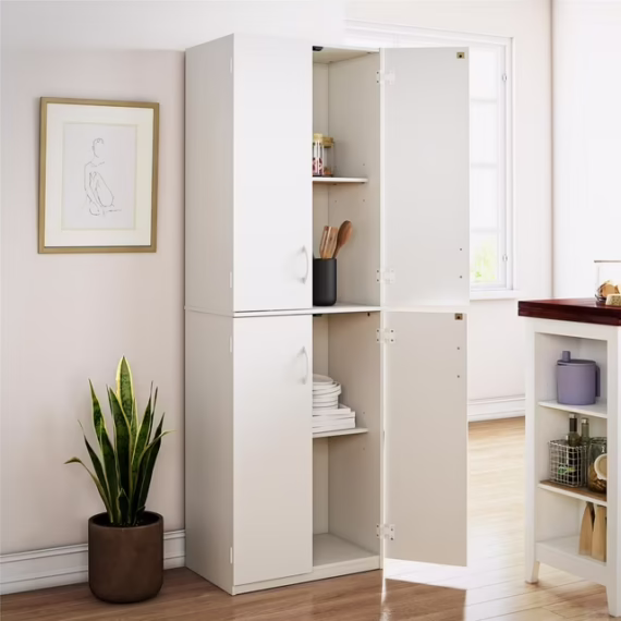 Mainstays 72" 4-Door Cabinet, White - Image 5