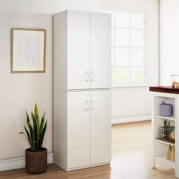 Mainstays 72" 4-Door Cabinet, White - Image 3